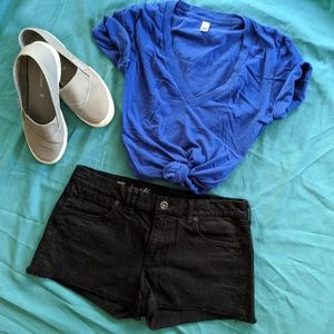 madewell black cut off shorts